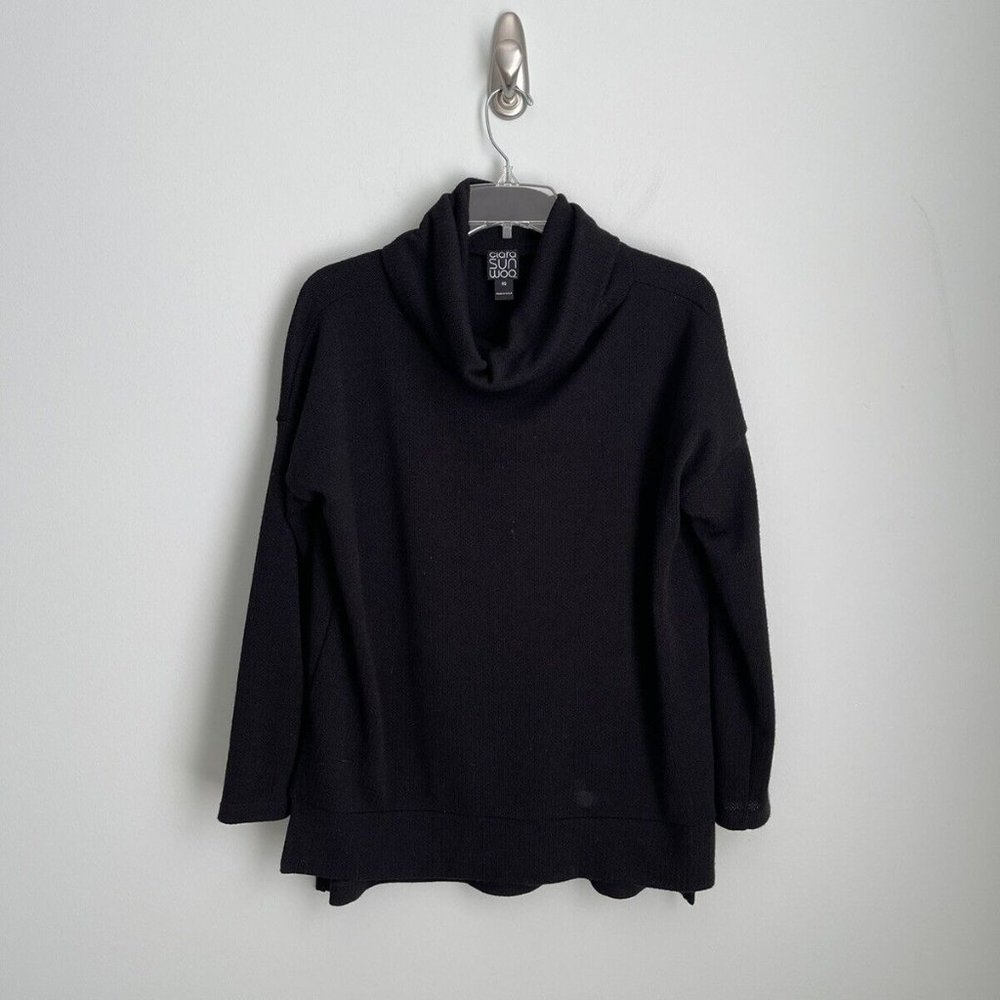 Clara Sun Woo Black Cowl Neck Knitted Sweater Oversized